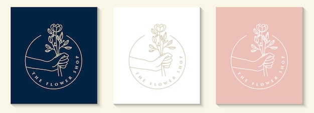 Vector logo con flor de mano