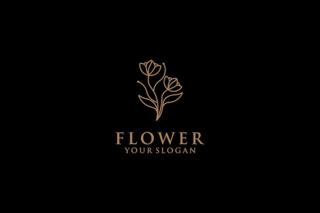 Vector logo floral dibujado a mano minimalista