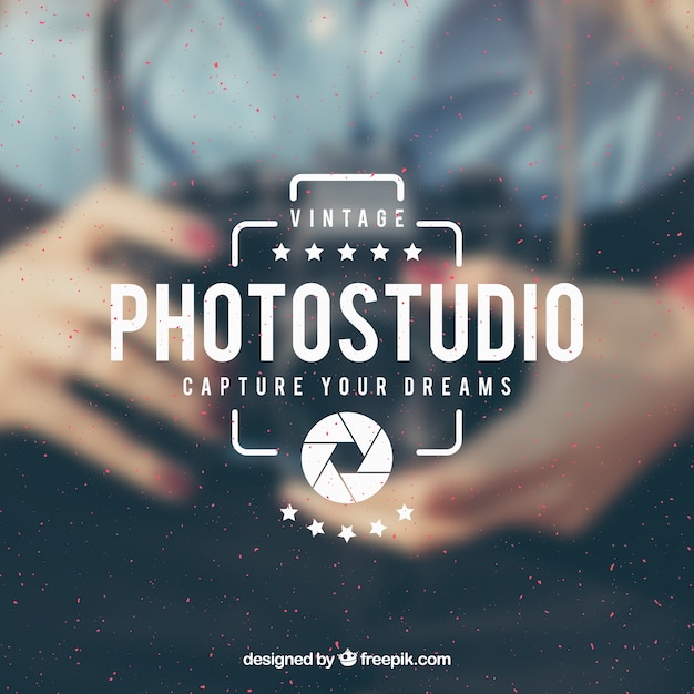 Logo de fotografía vintage con foto de fondo