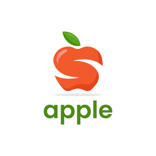 Logo de fruta de manzana con formas de letra s