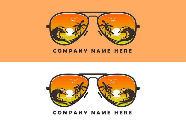 Vector logo de gafas de sol con tema playero