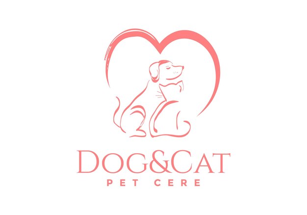 Logo de gato y perro para el símbolo del negocio.