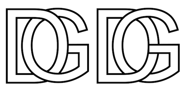 Logo gd dg icono firmar dos letras entrelazadas GD vector logo gd dg primeras letras mayúsculas patrón alfabeto gd