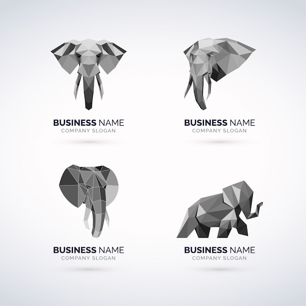 Vector logo geomagnético elefante conjunto