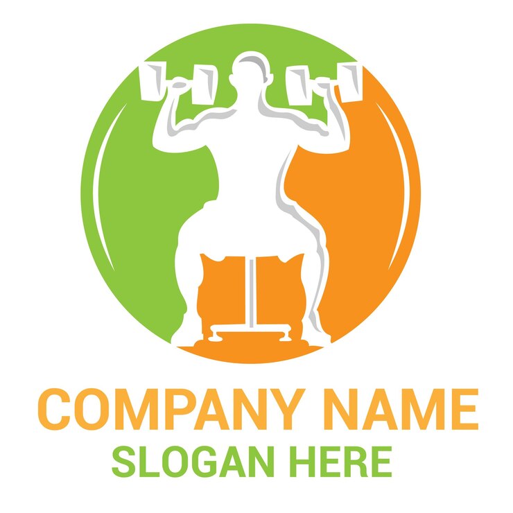 Vector un logo para un gimnasio con un hombre haciendo pesas.
