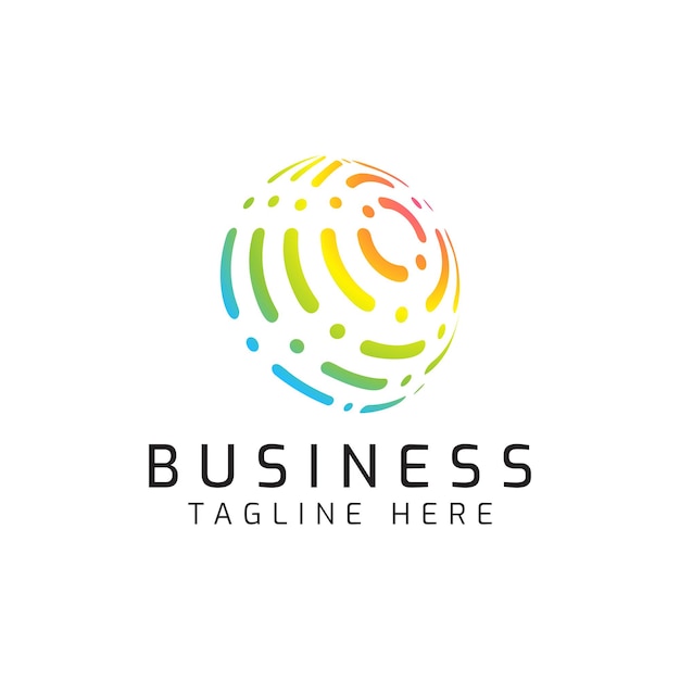 Logo Global Technology and Business Finance Gradient Colorful Abstract 3D Shape.