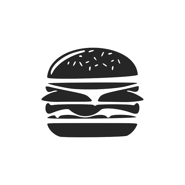 Logo de hamburguesa elegante en blanco y negro