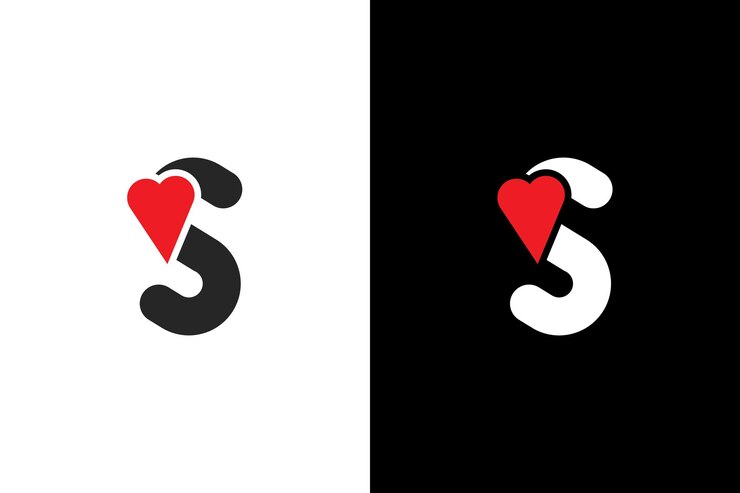 Logo Heart Letter S. Hermoso diseño de logotipo de amor vectorial. Marca de letra simple y limpia S