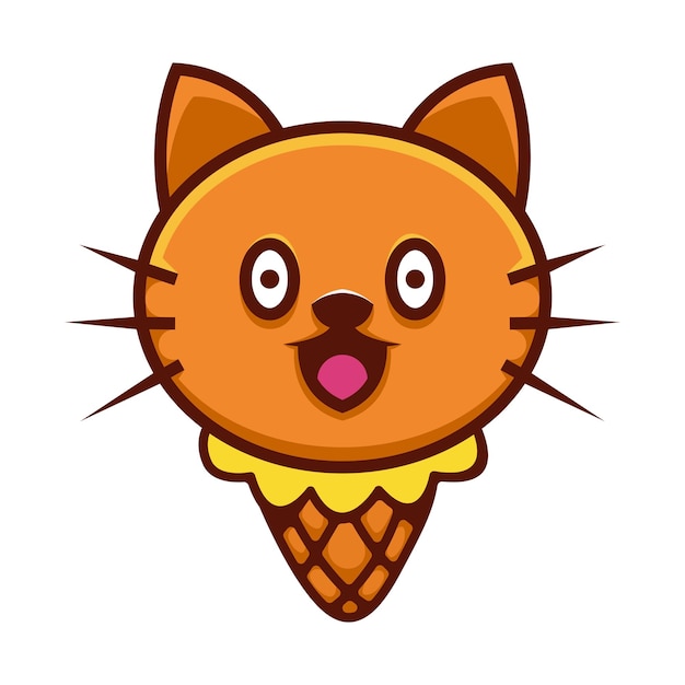 Logo de helado con forma de cabeza de gato