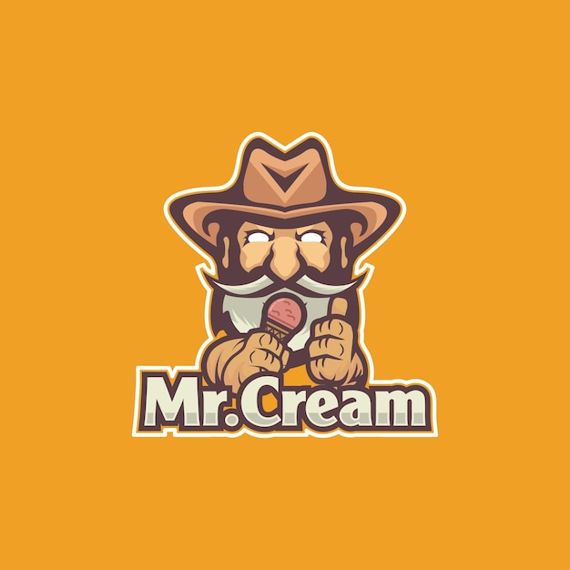 Logo de helado con mascota de vaquero