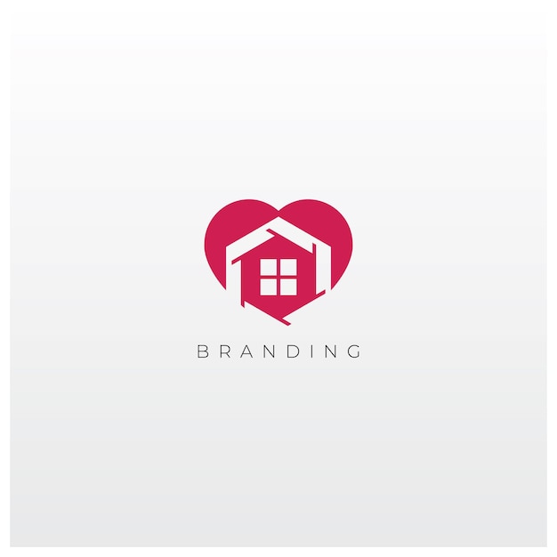 Un logo para un hogar y un corazón con la palabra marca en él