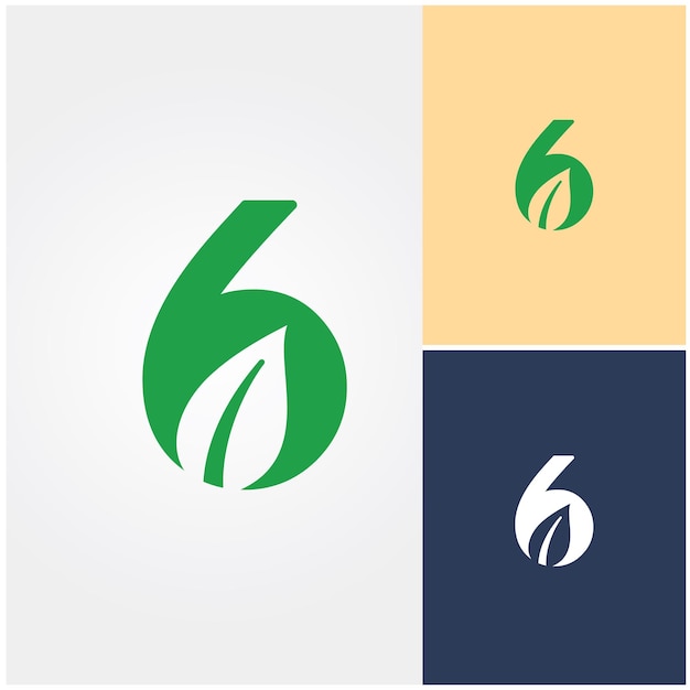 Un logo para una hoja y un número 6