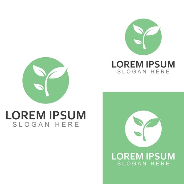 Logo de hoja verde Plantas de jardín y diseño de vector de naturaleza Plantilla de vector de ilustración de concepto