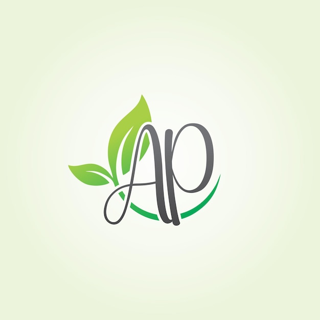 Un logo con hojas verdes y una aplicación sobre un fondo verde claro