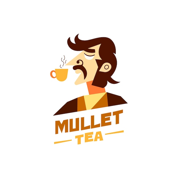 Logo de hombre de té de salmonete de vector libre