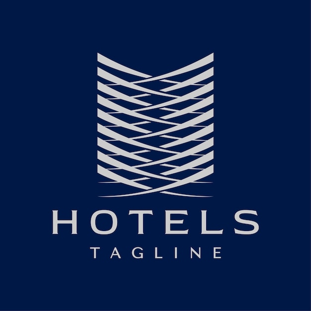 Un logo para hoteles que sea azul y blanco