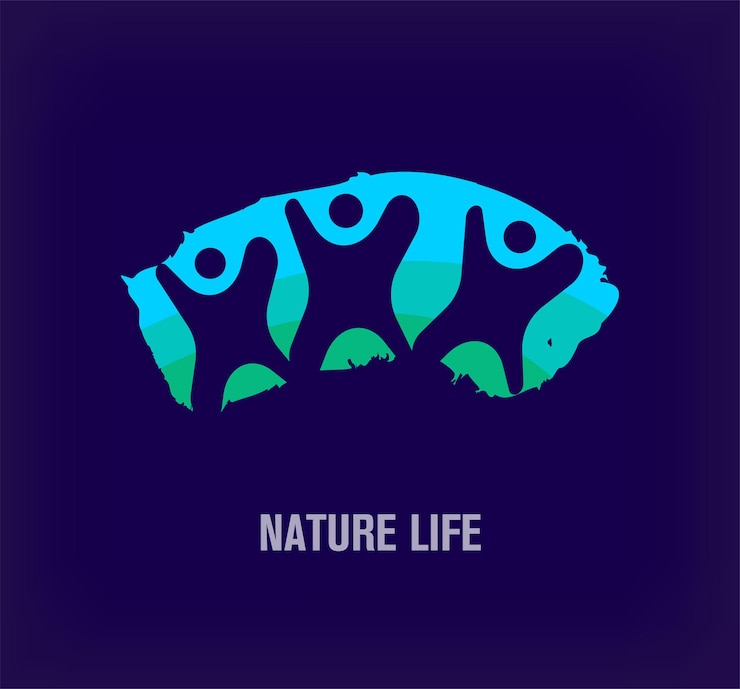 Vector logo humano en la naturaleza natural creativa transiciones de color únicas plantilla de logotipo de energía de la vida