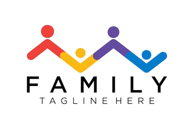 Logo Icono de familia feliz multicolor en figuras simples. El vector se puede utilizar como logotipo.