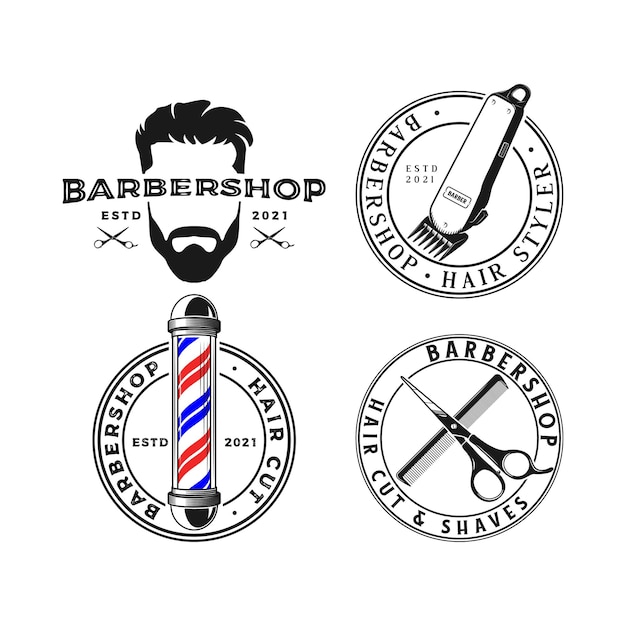 logo, icono y vector de barbería