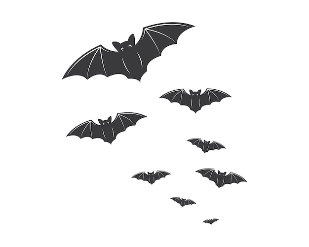 Logo de icono de vector de ilustración de murciélago