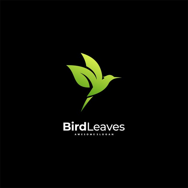  Logo Illustration Bird Leaves Gradient Colorful Style.