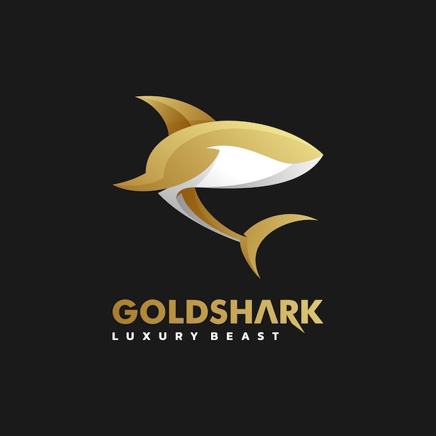 Logo illustration golden shark gradient estilo colorido.