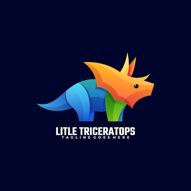 Logo Illustration Little Triceratops Gradient Colorful Style.