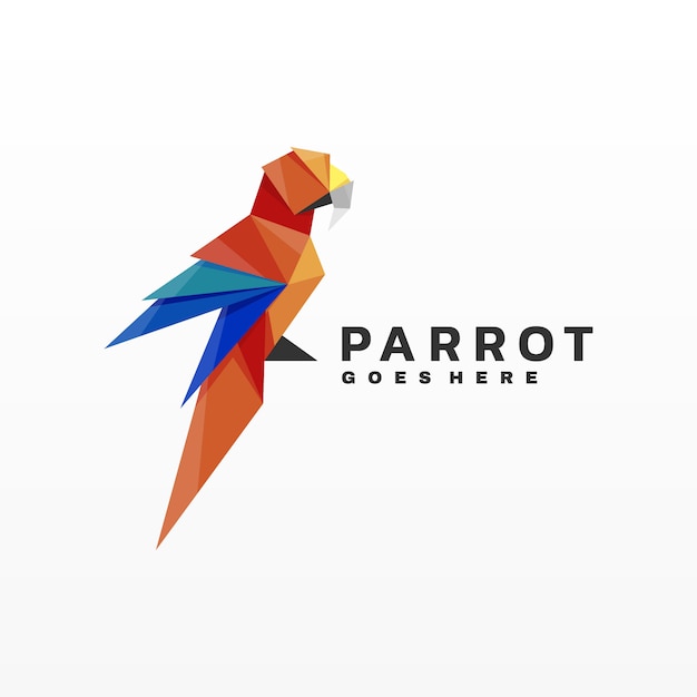 Logo illustration parrot gradient estilo low poly.