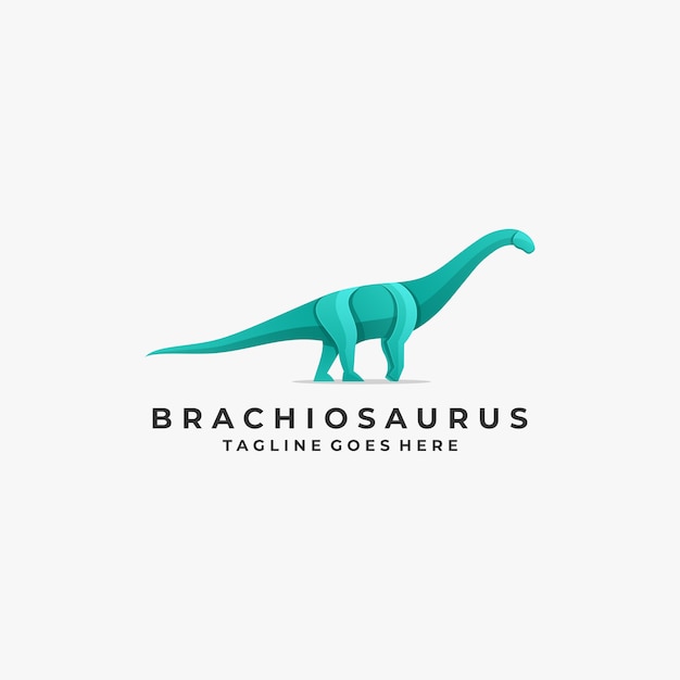 Logo Ilustración Brontosaurus Pose Gradiente Colorido