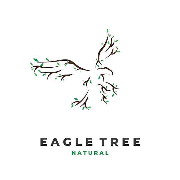 Logo Ilustración Combinación de Águila y Árbol