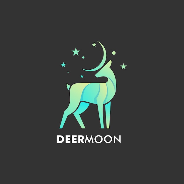 Logo ilustración deer moon gradient estilo colorido.