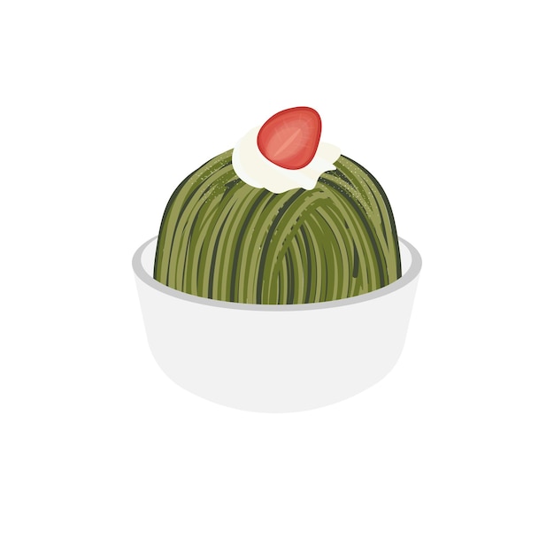 Logo Ilustración de Mont Blanc Helado matcha Té verde en un tazón de papel
