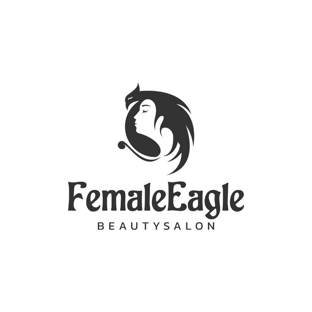 Logo con ilustración de mujer y dragón para salón de belleza