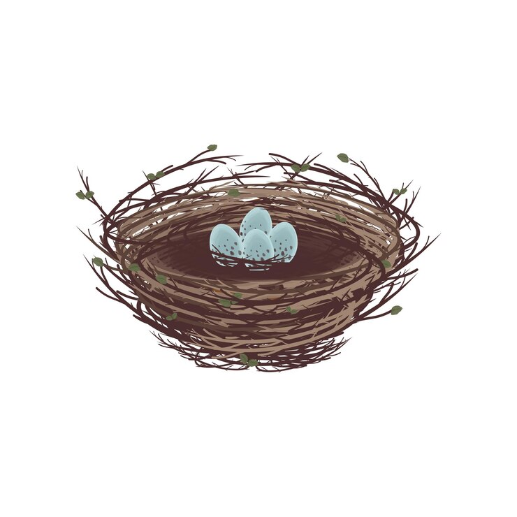 Logo Ilustración de un nido que protege los huevos.