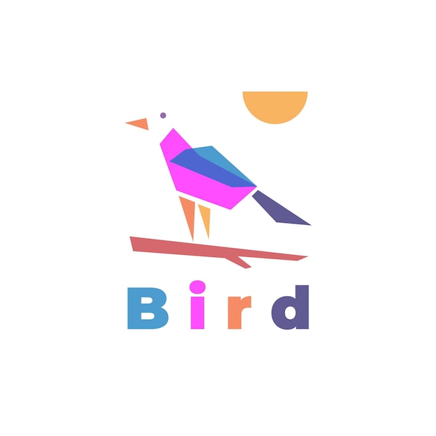 Logo de ilustración de pájaro abstracto con colores superpuestos