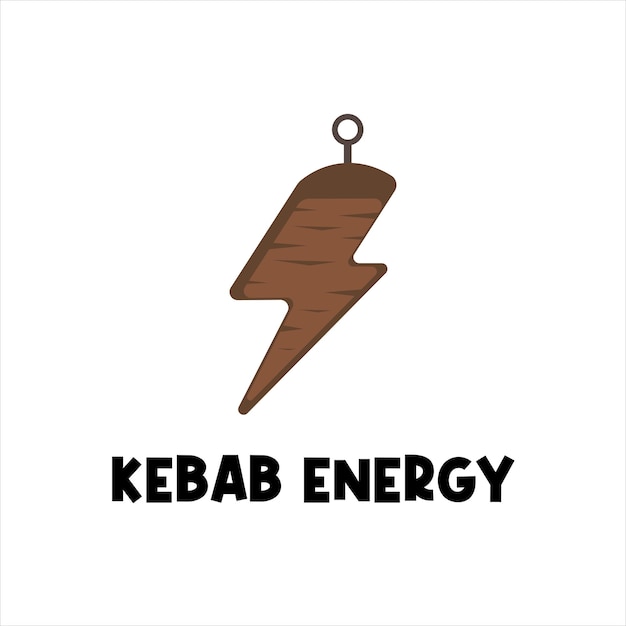Logo de ilustración única de carne kebab de energía