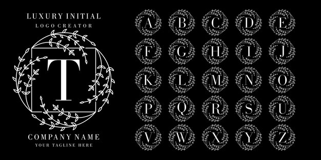 Logo inicial con marco floral