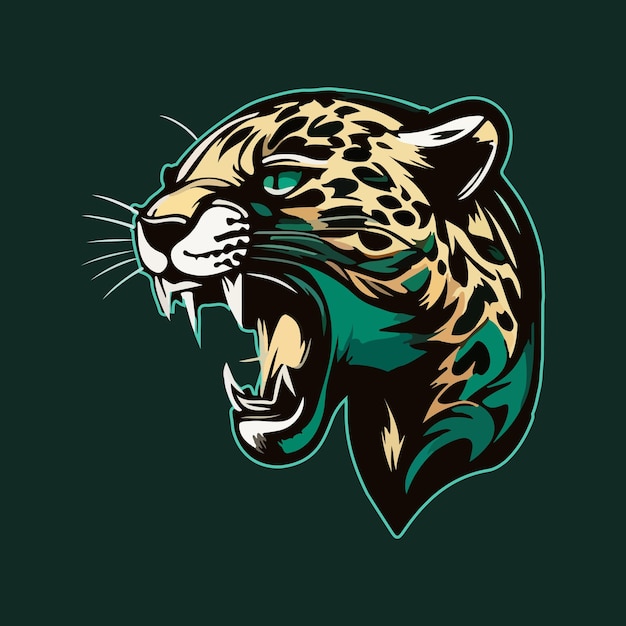 Un logo de jaguar con un fondo verde