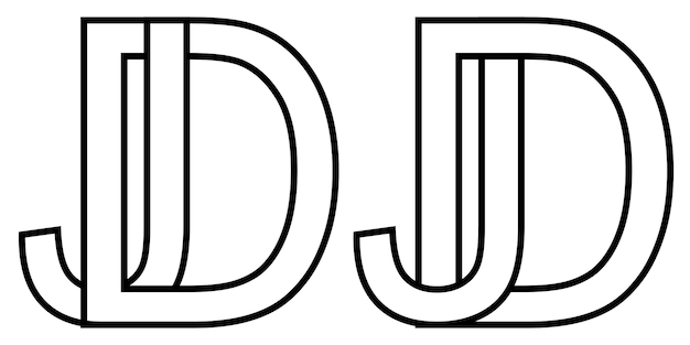 Logo jd dj icono firmar dos letras entrelazadas JD vector logo jd dj primeras letras mayúsculas patrón alfabeto jd