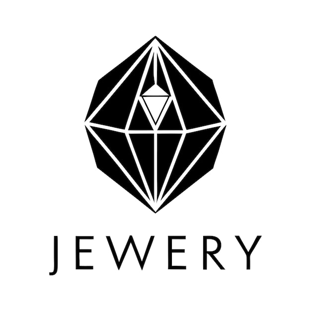 Logo de joyas de lujo Piedra geométrica de oro con fuente serif