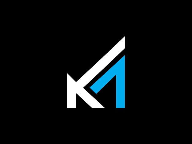 Un logo k en blanco y negro con un fondo negro