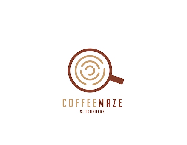 Logo del laberinto de café con una taza de café