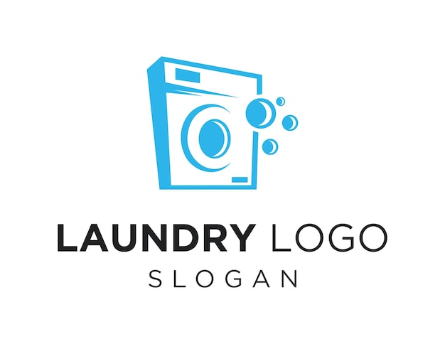 Un logo de lavandería que es azul y negro.