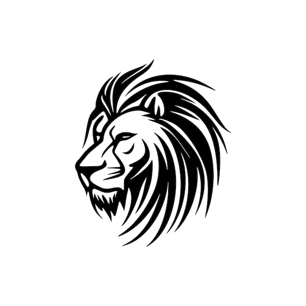 Logo de un león en diseño vectorial simple en blanco y negro