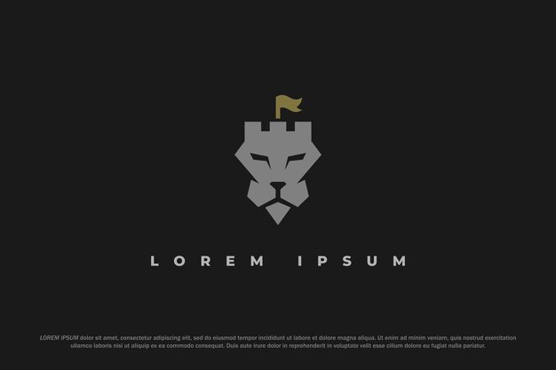 logo león fuerte bandera cabeza defensa fortaleza
