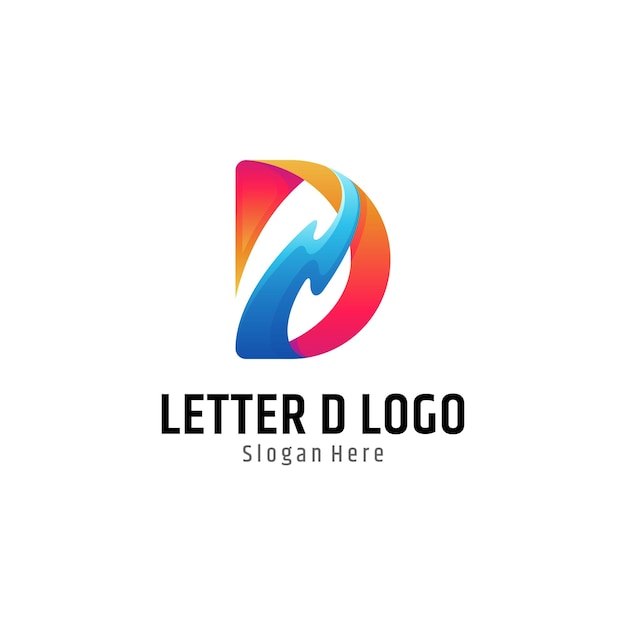 Vector logo letra d con onda