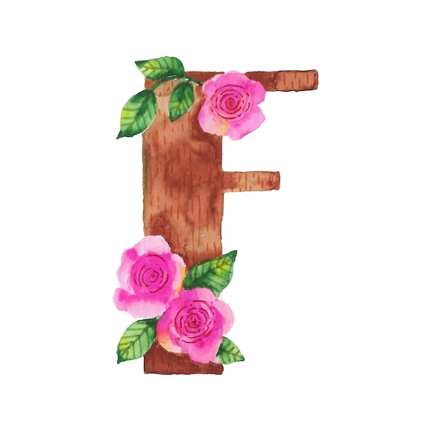 Logo de letra f acuarela