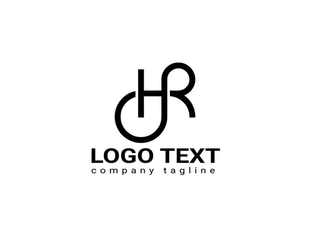 Logo de letra HR con forma abstracta