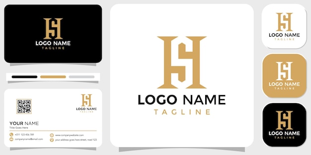 Logo letra HS o SH vector de diseño de marca de empresa con plantilla de tarjeta de visita