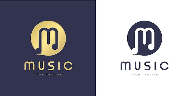 Logo de letra M minimalista con concepto de "música" y "canto"